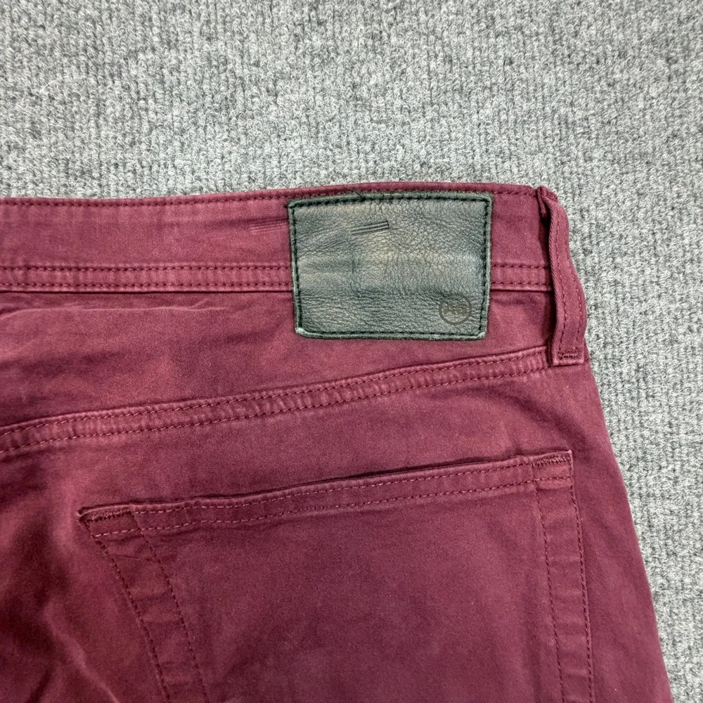 AG Tellis Modern Slim‎ Jeans Mens 36x34 Burgundy Italian Fabric Luxury Stretch